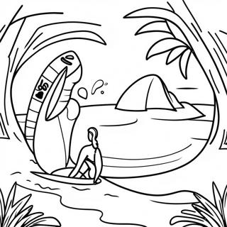 Hawaiian Surfing Scene Coloring Page 55833-44546