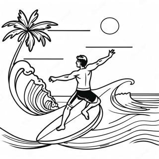 Hawaiian Surfing Scene Coloring Page 55833-44547