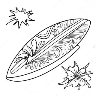 Colorful Hawaiian Surfboard Coloring Page 55834-44553