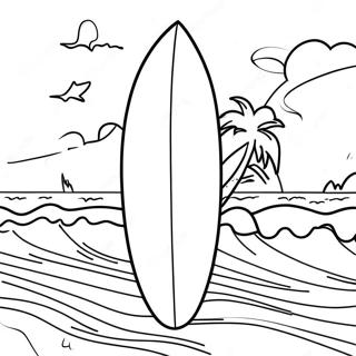 Colorful Hawaiian Surfboard Coloring Page 55834-44554