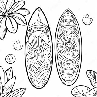 Colorful Hawaiian Surfboard Coloring Page 55834-44556