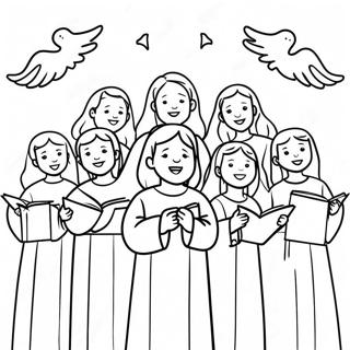 Angelic Choir In The Kingdom Of Heaven Coloring Page 55854-44567