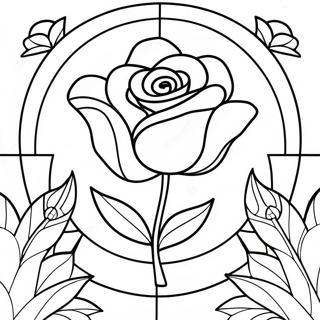 Beauty And The Beast Stained Glass Rose Coloring Pages