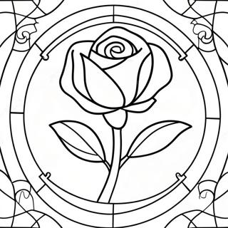 Beauty And The Beast Stained Glass Rose Coloring Page 55963-44654