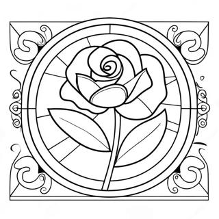 Beauty And The Beast Stained Glass Rose Coloring Page 55963-44655