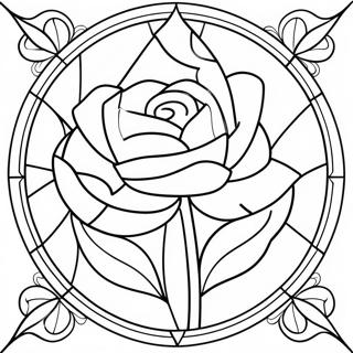 Beauty And The Beast Stained Glass Rose Coloring Page 55963-44656