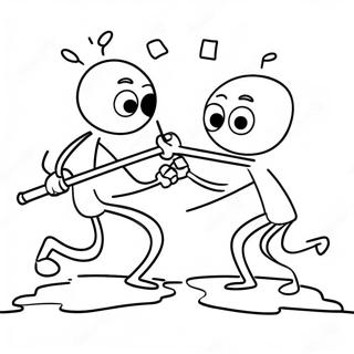 Epic Stick Figure Battle Coloring Page 55974-44665