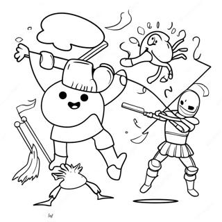 Epic Stick Figure Battle Coloring Page 55974-44666