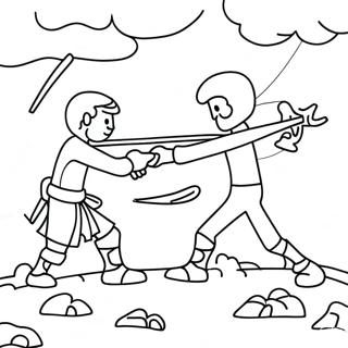 Epic Stick Figure Battle Coloring Page 55974-44667