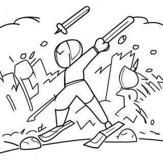 Epic Stick Figure Battle Coloring Page 55974-44668