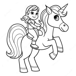 Brave Nella Riding A Unicorn Coloring Page 55984-44673