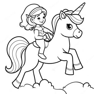 Brave Nella Riding A Unicorn Coloring Page 55984-44675