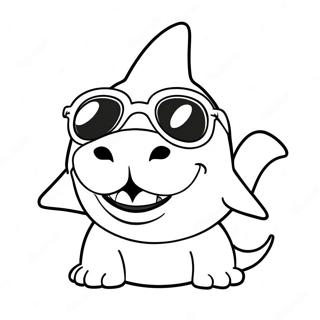 Funny Sharkdog With Sunglasses Coloring Page 56034-44713