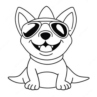 Funny Sharkdog With Sunglasses Coloring Page 56034-44715