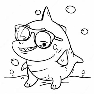 Funny Sharkdog With Sunglasses Coloring Page 56034-44716