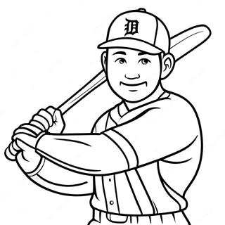 Detroit Tigers Player Swinging Bat Coloring Page 56154-44813