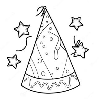 Sparkling Birthday Party Hat Coloring Page 56164-44820