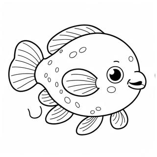 Cute Blob Fish Swimming Coloring Page 56264-44899