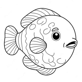 Cute Blob Fish Swimming Coloring Page 56264-44900