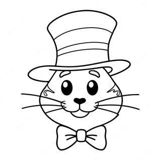 Whimsical Cat In The Hat Coloring Page 5627-4604