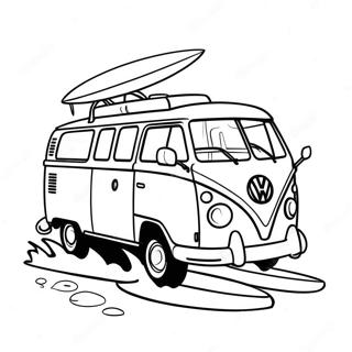 Colorful Volkswagen Van Surfing Coloring Page 56294-44921