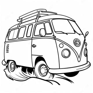 Colorful Volkswagen Van Surfing Coloring Page 56294-44923