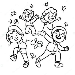 Energetic Kids Exercising Coloring Page 56304-44929