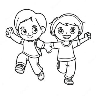 Energetic Kids Exercising Coloring Page 56304-44931