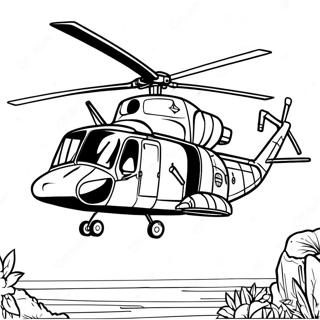 Vietnam War Helicopter In Action Coloring Page 56324-44948