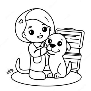 Vet Tech Caring For A Puppy Coloring Page 56343-44959