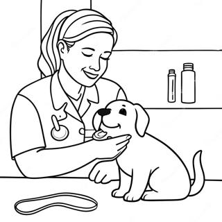 Vet Tech Caring For A Puppy Coloring Page 56343-44960