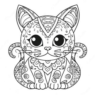 Sugar Skull Cat Coloring Pages