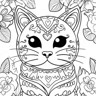 Sugar Skull Cat Coloring Page 56373-44987