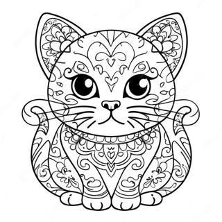 Sugar Skull Cat Coloring Page 56373-44988