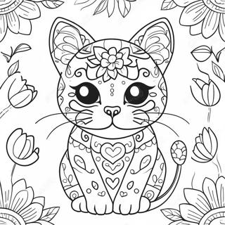 Sugar Skull Cat Coloring Pages