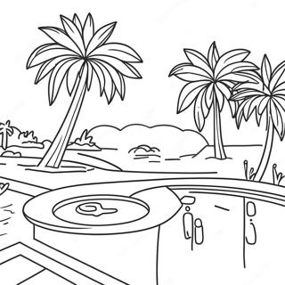 Colorful Poolside Scene Coloring Page 5647-4617