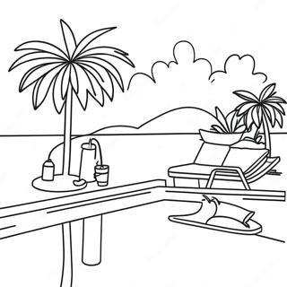 Colorful Poolside Scene Coloring Page 5647-4618