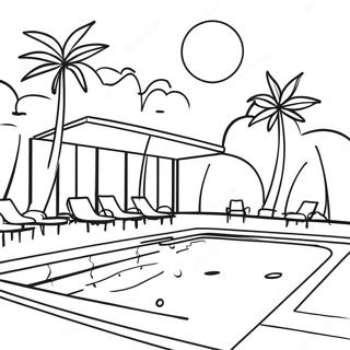 Colorful Poolside Scene Coloring Page 5647-4619