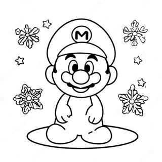 Cute Ice Mario With Snowflakes Coloring Page 56544-45121