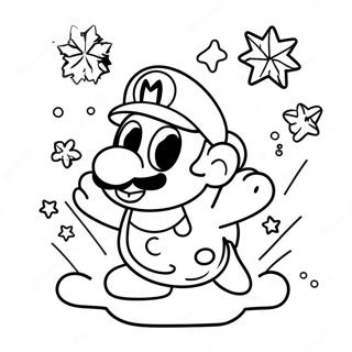 Cute Ice Mario With Snowflakes Coloring Page 56544-45122