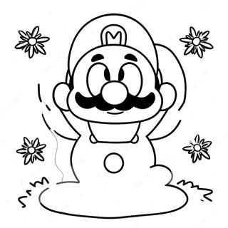 Cute Ice Mario With Snowflakes Coloring Page 56544-45123