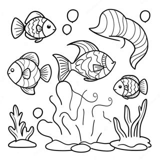 Underwater Scene With Colorful Fish Coloring Page 5656-4632