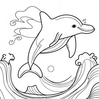 Majestic Dolphin Jumping Through Waves Coloring Page 5657-4621