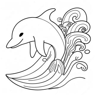 Majestic Dolphin Jumping Through Waves Coloring Page 5657-4624