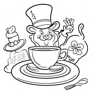 Mad Hatter Tea Party Coloring Page 56603-45167