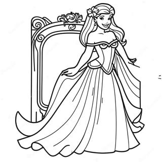 Ariel In A Beautiful Gown Coloring Page 56684-45246