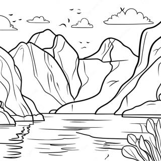 Norway Fjord With Mountains Coloring Page 56694-45237