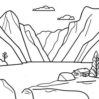 Norway Fjord With Mountains Coloring Page 56694-45239