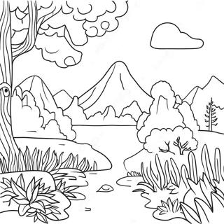 Pointillism Nature Scene Coloring Page 56713-45259