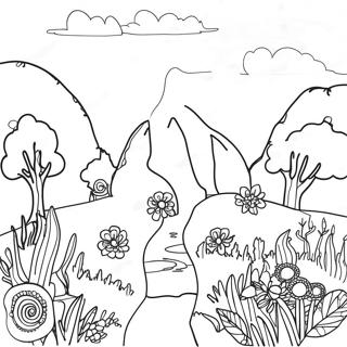 Pointillism Nature Scene Coloring Page 56713-45260